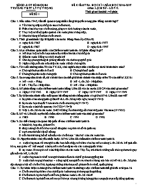 Đề kiểm tra học kì I môn Lịch sử lớp 12 - Năm học 2016-2017 - Trường THPT Lý Tự Trọng